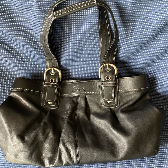 Coach Vintage Double Handled Leather Black Handbag with COA - Picture 1 of 3